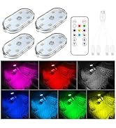 4 PCS Car Led Lights Interior,7 Colors Ambient Lighting Car Interior,USB Rechargeable Car Interio...