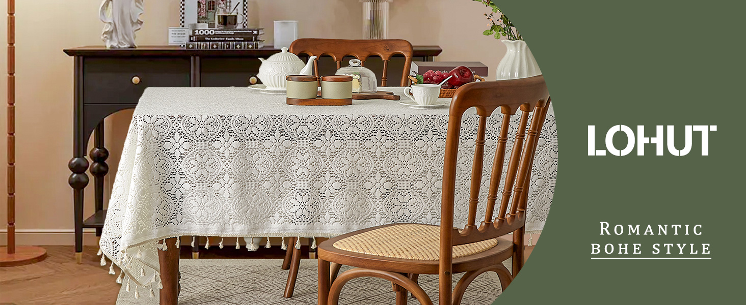 Boho Crochet Tablecloth