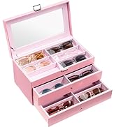 ProCase 3-layer Sunglasses Storage Organizer, 18 Slots Leather Sunglass Box Multiple Pairs Eyegla...