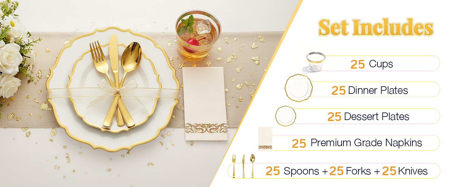 Gold Plastic Plates Disposable