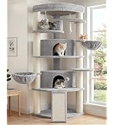 Gitelsnour Corner Cat Tree for Indoor Cats, Cat Tower with All Sisal Scratching Posts, Multi-Leve...