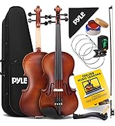 Pyle Premium Solid Wood Violin Full Size 4/4 Acoustic Fiddle Set Orchestral Stringed Musical Inst...
