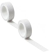 2Pcs White Grid Tape Decorative Stickers Wide Adhesive Paper Masking Tapes for School Supplies, P...