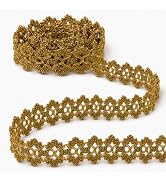 ZNZAKKA Metallic Braid Trim Decorative Lace Ribbon for Sewing and Crafts (Gold)