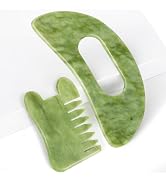 airogym Jade Stone Gua Sha Massage Tool Set Larger Guasha Board with Handle, Jade Stone Guasha Sc...