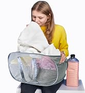 100L Collapsible Laundry Baskets, Extra Large Mesh Pop Up Laundry Hamper, Dirty Clothes Hamper wi...