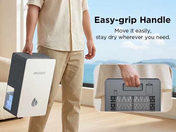 portable dehumidifier with built in carry handle easy to move for bedroom office rv