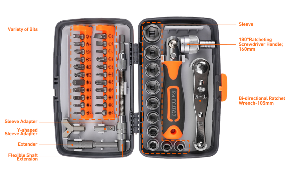 ratcheting screwdriver set with case,ratcheting screwdriver portable
