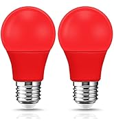 EvaStary LED Red Light Bulb 60W Equivalent, A19 LED E26 Base Red Color Light Bulbs, 9W Red LED Bu...