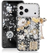 Guppy for iPhone 17 Pro Max Bling Diamond Case, 3D Luxury Sparkle Glitter Rhinestone Gemstone Flo...