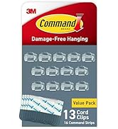 Command Round Cord Clips, Damage Free Hanging Cable Clips, No Tools Wall Clips for Hanging Electr...