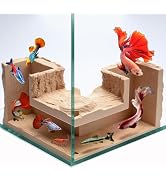 NUPICK Yellow Aquarium Cave for Corners, PETG 3D Printed Fish Tank Cave Hideout with Smooth Surfa...
