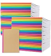 PAPERAGE 48-Pack Composition Notebook Journals, 120 Pages, Kraft Cover with Rainbow Spines, Colle...