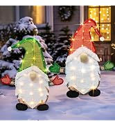 TW SHINE Set of 2 Lighted Christmas Gnomes Decorations, 50L 2 FT Stack-able Gnome Christmas Decor...