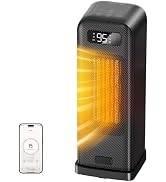 FLANUR Space Heater for Indoor Use, 1500W Smart Electric Heater, Black | 15.5 Inch Portable Heate...