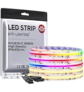BTF-LIGHTING FCOB COB LED Strip WS2814 Smart IC RGBW 3000K, UL Listed 896LEDs/m High Density Colo...