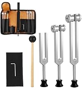 Tuning Forks for Healing Set (128Hz, 256Hz, 512Hz) - Includes 3 Pcs Weighted & Unweighted Forks, ...