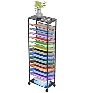 Ekisemio 15 Tier Rolling File Cart, Sturdy and Durable Desk File Organizer with Metal Mesh Letter...