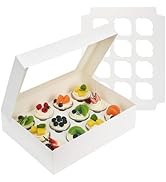 LotFancy Cupcake Boxes 12 Count, 8 Pack, Pre-Folded Cupcake Carrier with Window Holding 96 Cupcak...