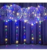 Lightsfever 12pc LED Light up Party Balloons with Batteries Multicolored Big Size Clear Bobo Ball...