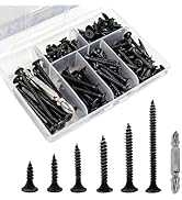 130pcs Drywall Screws Kit – #6 Black Finish Phillips Head, Fine Thread, 6 Assorted Sizes | Heavy-...
