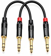 KOOKFJLLZ 1/4 Inch TRS Balanced Cable 1 Foot (2-Pack) Male to Male - 20AWG OFC Professional Audio...