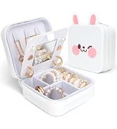 Tizuxa Cute Bunny Travel Jewelry Case with Mirror, Silicone Portable Small Mini Jewelry Organizer...