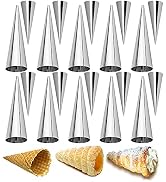 RoseFlower 20pcs Non-Stick Cream Horn Cones Tubes 2 Sizes Stainless Steel Conical Croissant Pastr...