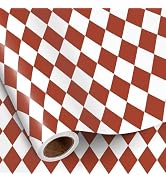 RUSPEPA Red White Geometric Wrapping Paper Roll, Mini Roll, Watercolor Brushstroke Diamond Design...