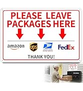 Please Leave Packages Here Sign 12x8 Inch, Rust-Free Aluminum Delivery Sign for Front Door, Weath...