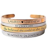 MIA·MIA Personalized Bracelets for Women, Inspirational Mantra Engraved Cuff Bangles Gifts for Wo...