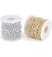 Pandahall 32.8 Feet Aluminium Curb Chains Twisted Links 10x6.5x1.8mm Golden Plated Cross Cable Ch...