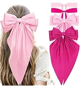 ANBALA Big Hair Bows for Women, 4 PCS Satin Ribbon Hair Bows Set, Tassel Bowknot Hair Clips with ...