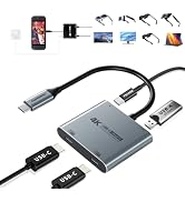 Guermok 4-in-1 Dual USB-C Display Hub, 4K@60Hz Video, PD 100W Fast Charging & USB 3.0 5Gbps, Comp...