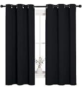 NICETOWN Halloween Pitch Black Solid Thermal Insulated Grommet Blackout Curtains/Drapes for Bedro...