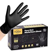 TitanFlex Disposable Nitrile Exam Gloves, 6-mil, Black, Heavy Duty Disposable Gloves, Cooking Glo...