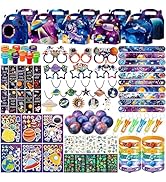Space Party Favors, 112Pcs Outer Space Themed Birthday Decorations, Stress Ball, Glasses, DIY Sti...