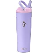 Coolflask 32 oz Insulated Water Bottle, Slim Tumblers with Straw Lid & Handle, Fits Car Cup Holde...