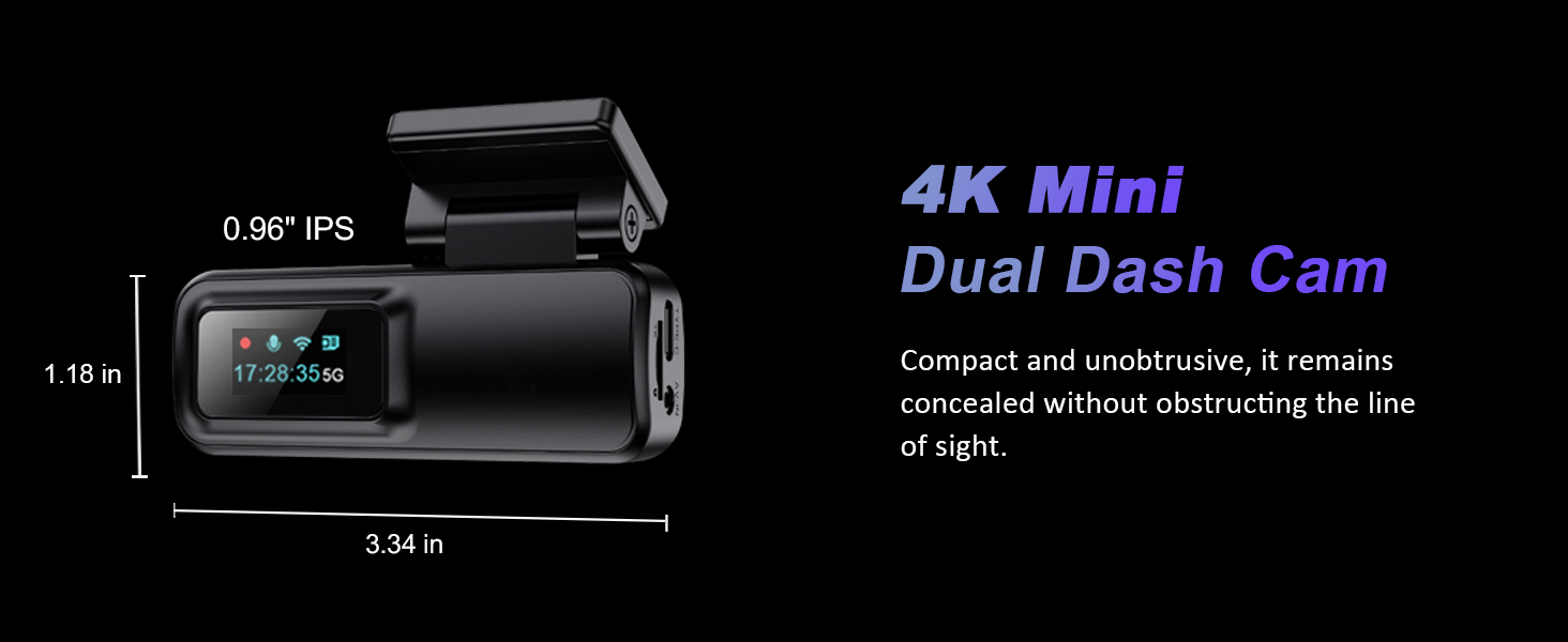 4K Mini Dual Dash Cam