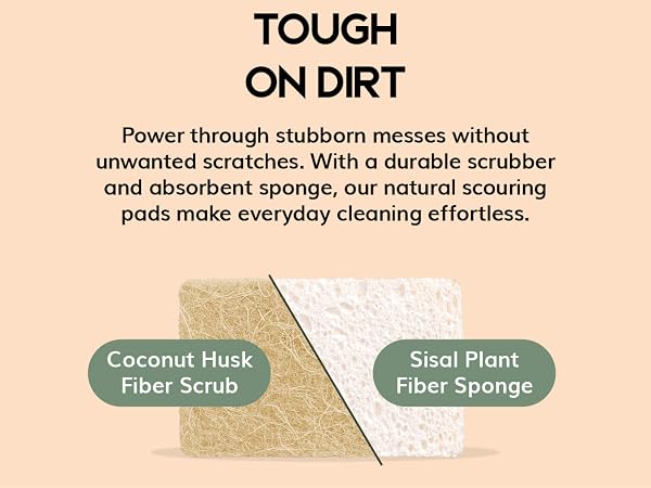 Greenzla Natural Sponges, non scratch scouring pads, loofah sponge for dishes, kitchen sponges