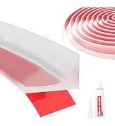 DLYYPLUS Shower Threshold Water Dam Barrier 39", Silicone Sealant Included, Collapsible Self-Adhe...
