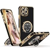 Silverback for iPhone 16 Pro Max Case with Stand, Rotatable Ring Holder & Makeup Mirror, Women Gi...