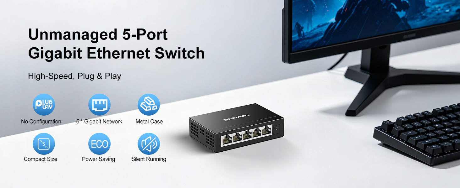WAVLINK 5-Port Gigabit Ethernet Unmanaged Switch