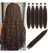 Dark Brown Braiding Hair Pre Stretched Knotless Braiding Hair for Boho Braids(6 Pakcs)