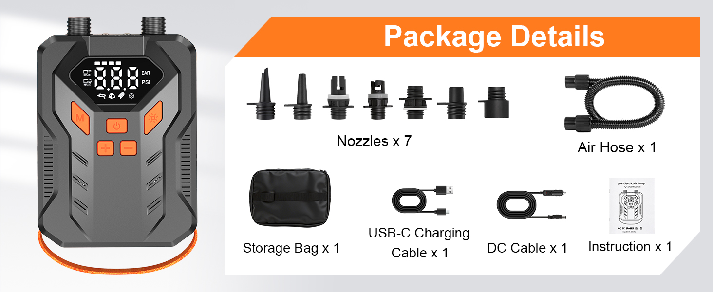 paddle board inflator package details