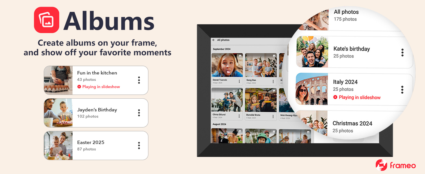 FRAMEO 10.1 Inch Smart WiFi Digital Photo Frame Digital Picture Frame Digital Calendar