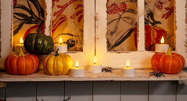 Halloween, Diya, Harvest, Outdoor, Rechargeable Tea Lights Candles