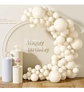 DECOCKRAT 130PCS Ivory White Balloons, Latex Balloons Different Sizes 18/12/10/5 Inch, Helium Bal...