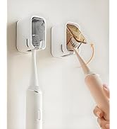 Toothbrush Holders with Cover for Bathroom Shower - 2Pcs Self Adhesive Mirror Wall Mounted Innova...