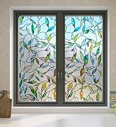 AChoice4U new leaves stained glass window film 3D decorative privacy window film